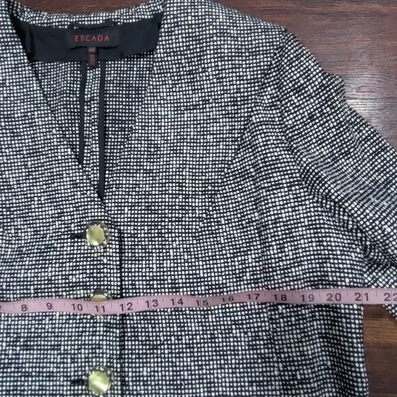 Escada Tweed Long Sleeve Collared Single Breasted Office Work Blazer Gray 44 - Picture 16 of 16